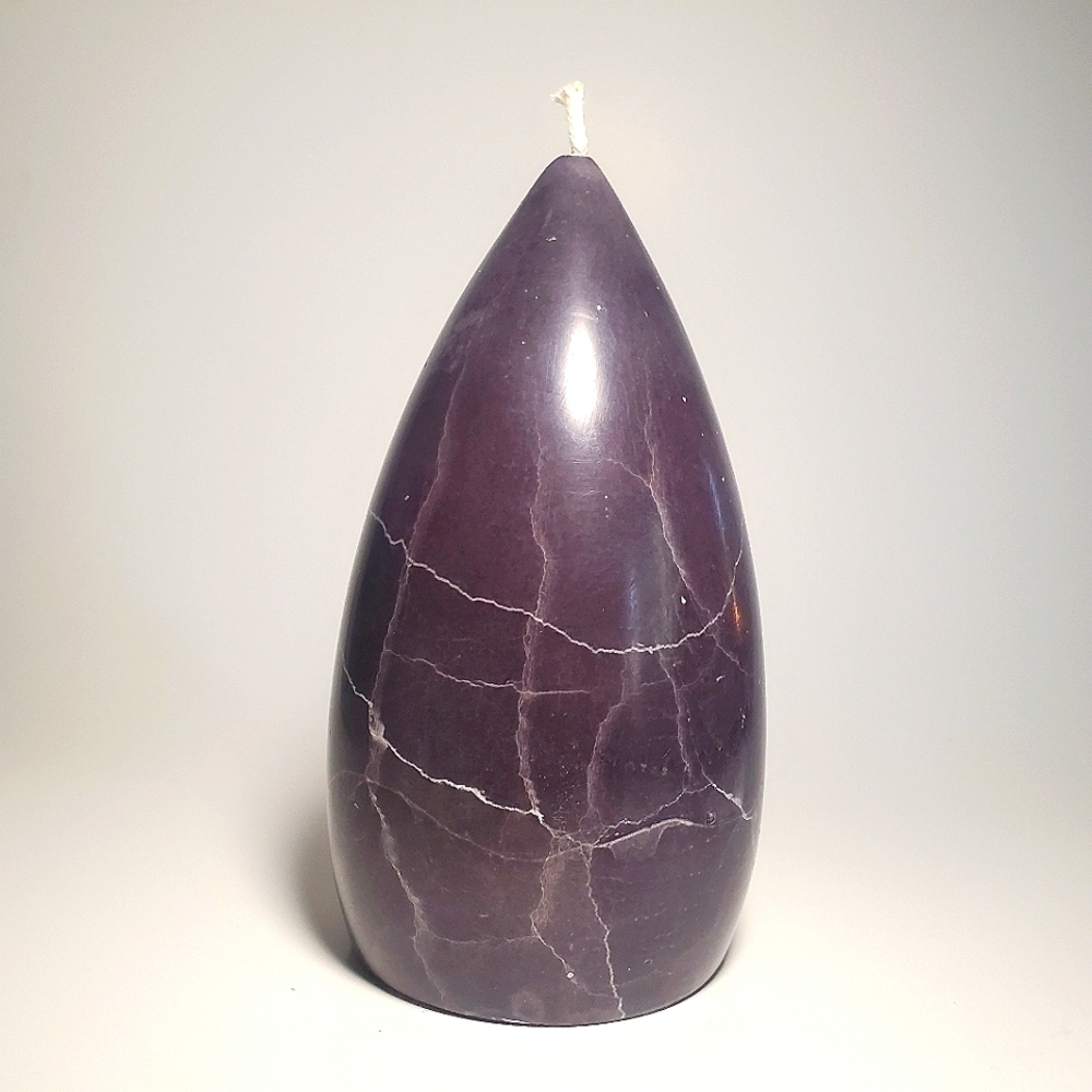 Handcrafted Egg-shaped Candle  White Marbling | Crackle Patterns 7" Tall NWOT